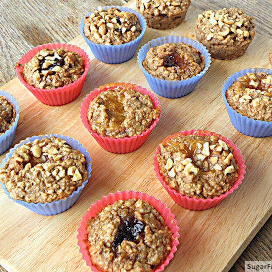 Individual Peanut Butter, Banana, Jelly-Filled Baked Oatmeal