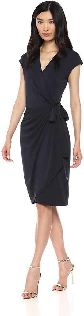 Lark & Ro Classic Cap Sleeve V-Neck Compact Matte Jersey Wrap Dress
