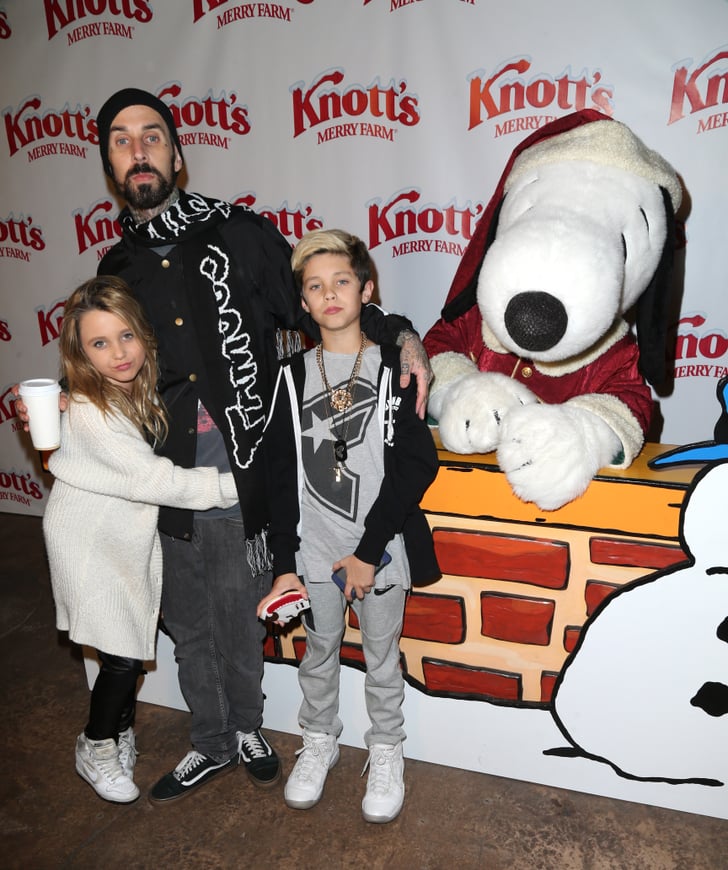 Travis Barker and his children snapped a photo with Snoopy at Knott's | Celebrity Holiday ...