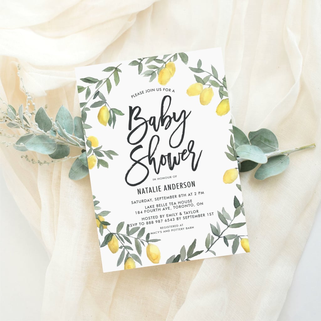 Lemon Wreath Baby Shower Invitation