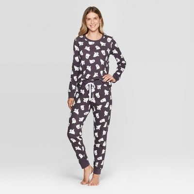 Women's Family Pajamas Ghost Set — Snooze Button Gray