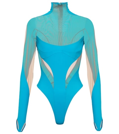 Mugler Paneled High-Neck Bodysuit