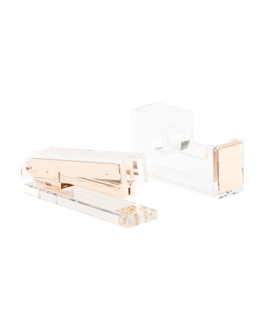 Acrylic Tape Dispenser And Stapler Set