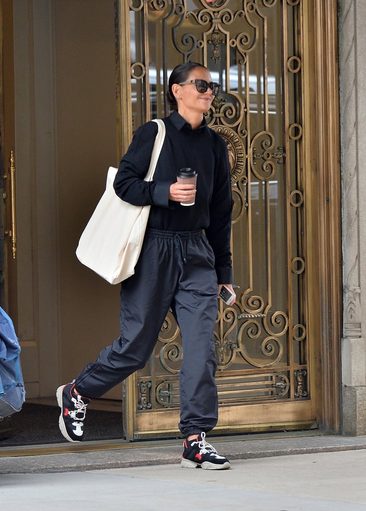 Making a crewneck so much cooler with Isabel Marant sneakers and track pants.