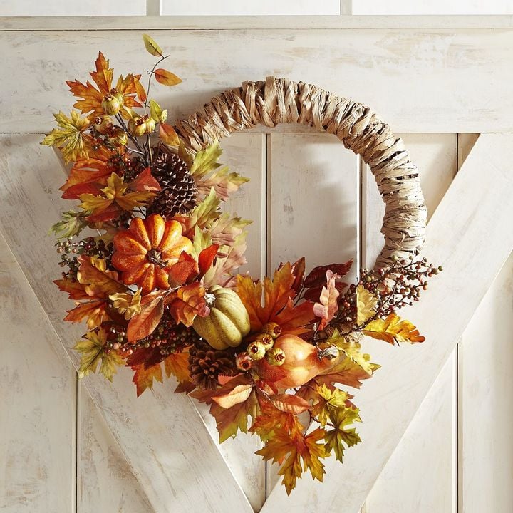 Pier 1 Imports Asymmetrical Faux Gourd & Grass Wreath