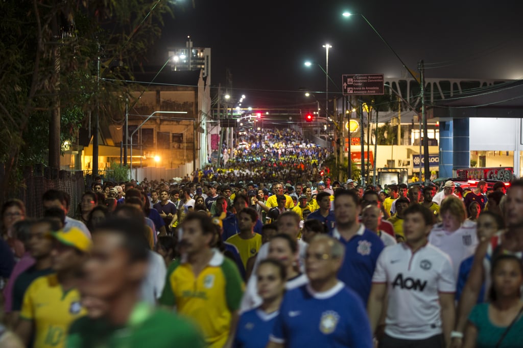 The streets of Manaus, Brazil, were packed with fans as they left the game between England and Italy.