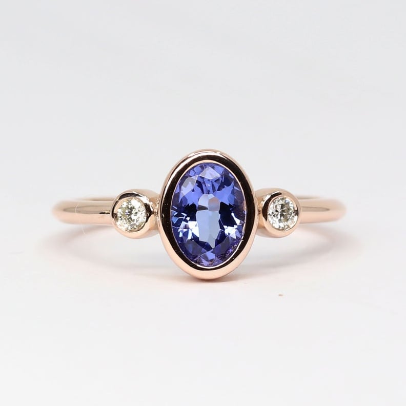 Colored Stones: Real Diamond and Natural Tanzanite Engagement Ring