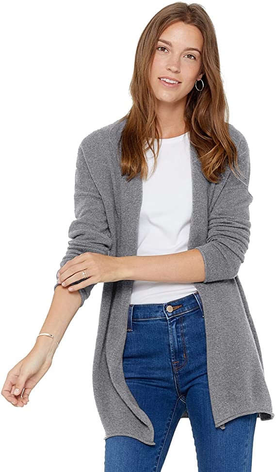 State Cashmere Lightweight Mid-Thigh Open Cardigan, 100% Pure Cashmere