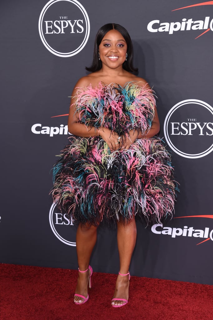 Quinta Brunson Wears a Rainbow Feather Dress to the ESPYs