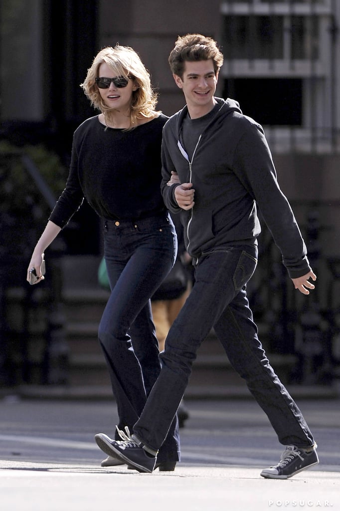 Emma held onto Andrew as the couple stepped out in nearly matching outfits for an April 2012 outing in NYC.