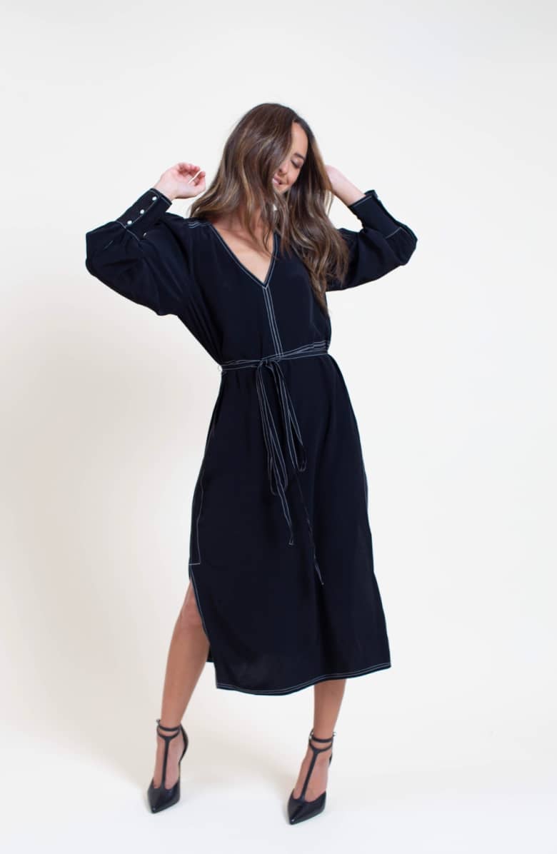 Something Navy Side Slit Midi Dress