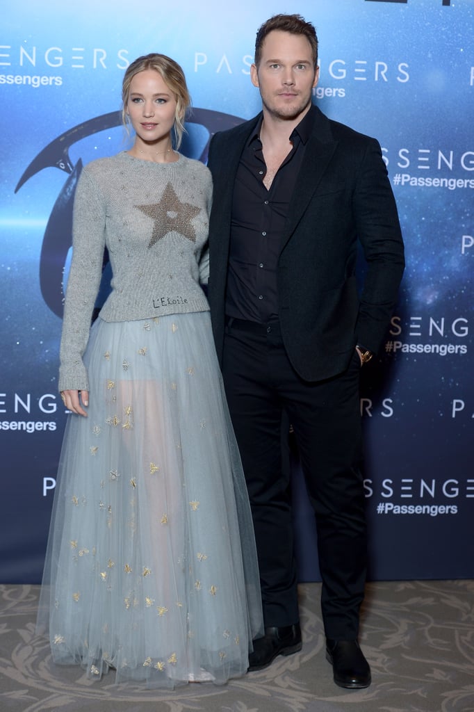 Jennifer Lawrence and Chris Pratt at Paris Passengers Event