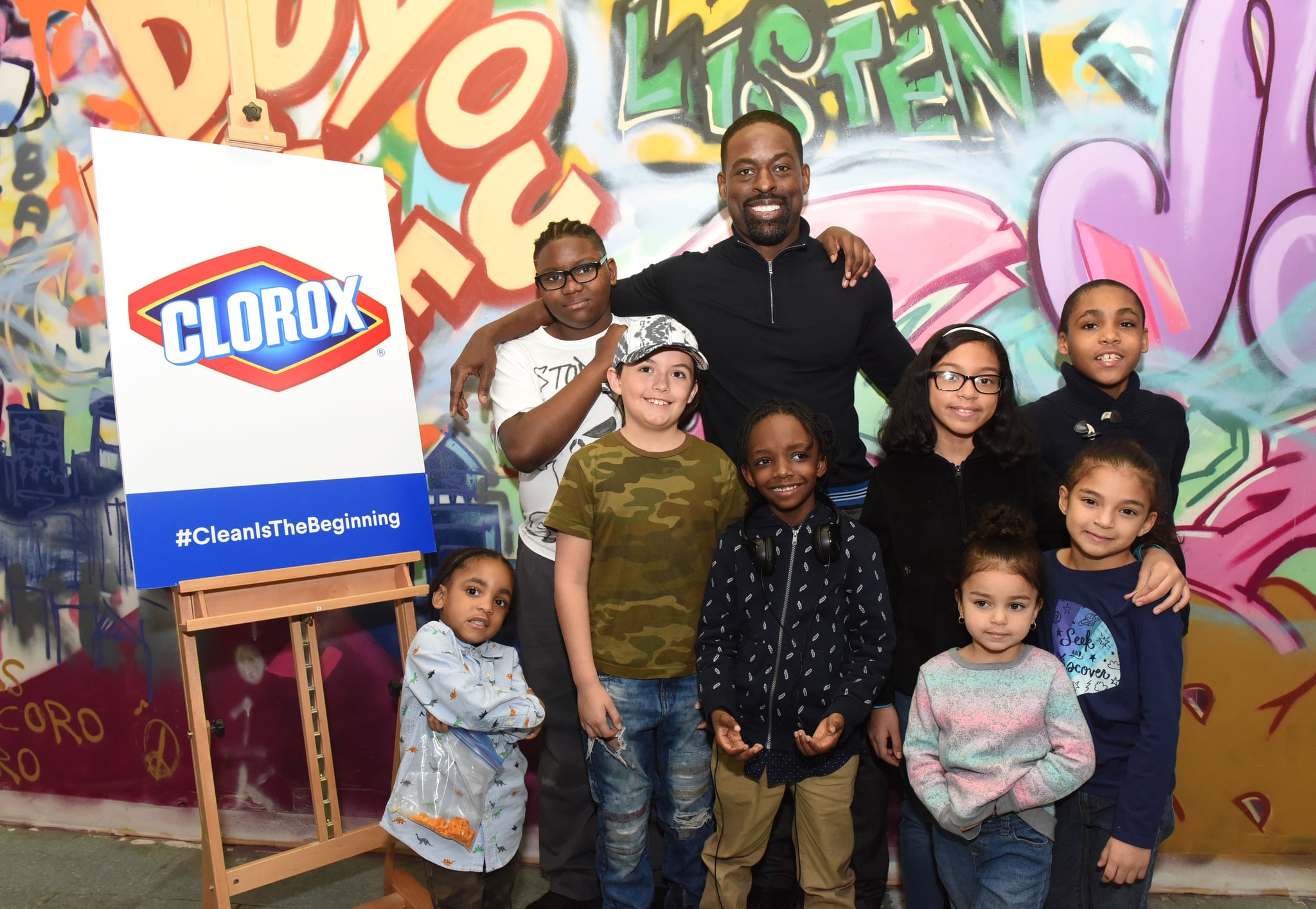 Award-winning actor Sterling K. Brown joins Clorox and Thrive Collective to celebrate the transformative power of clean at a new Youth Opportunity Hub in Harlem, New York, Tuesday, Feb. 27, 2018. The space was cleaned with a grant from Clorox and the help of 250 community volunteers to create new possibilities for youth as an arts hub and mentoring center. (Photo by Diane Bondareff/Invision for Clorox/AP Images)
