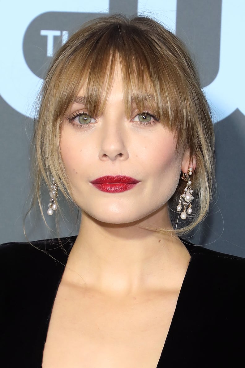 Celebrities With Bangs: Elizabeth Olsen With Wispy Bangs