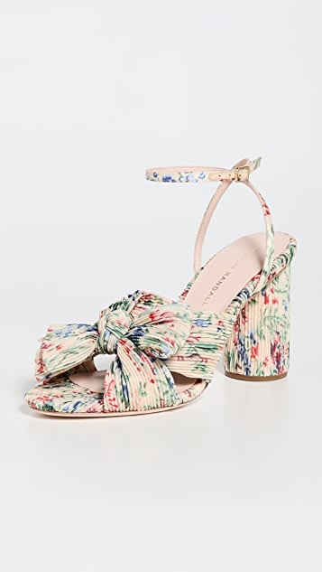 Loeffler Randall Camellia Pleated Bow Heels with Ankle Strap