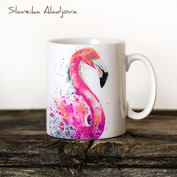 Flamingo Mug Watercolor Ceramic Mug