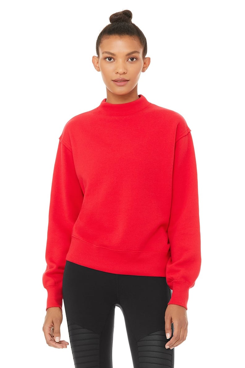 Alo Yoga Freestyle Sweatshirt & Duality Reversible Sherpa Jacket in Scarlet