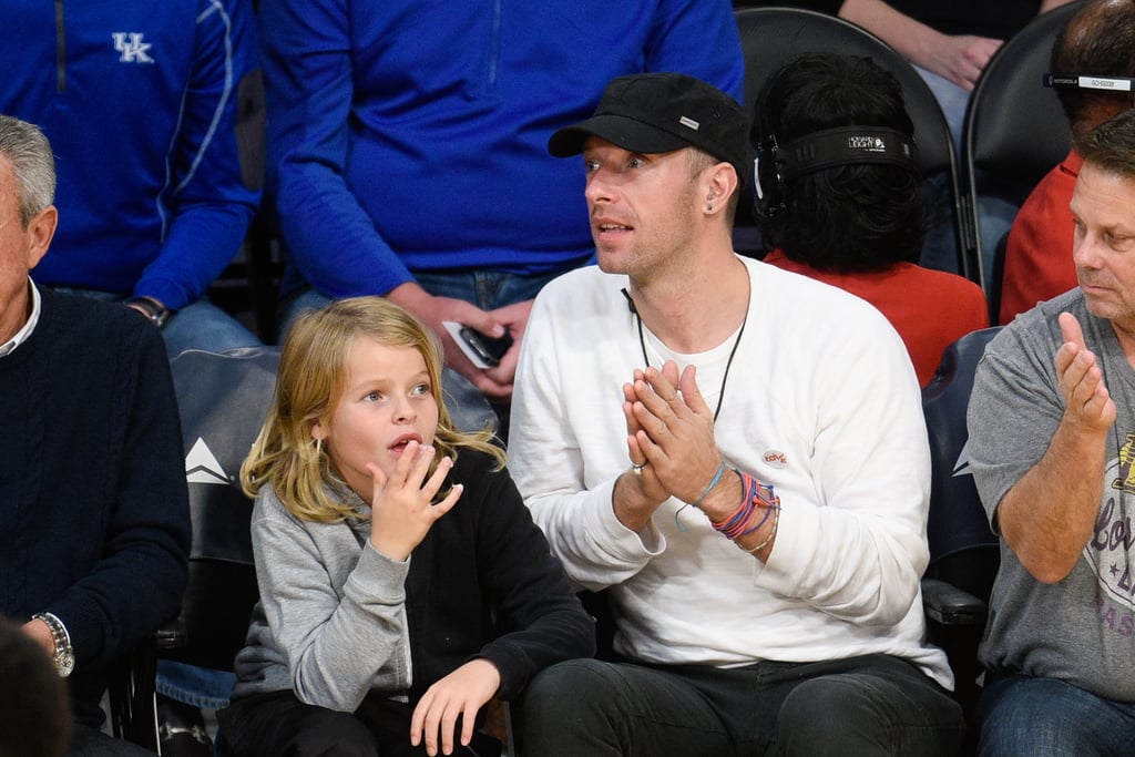Chris Martin Son Moses at Lakers Game January 2016