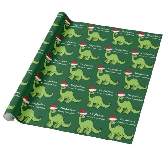 Christmas Kids Dinosaur Custom Wrapping Paper