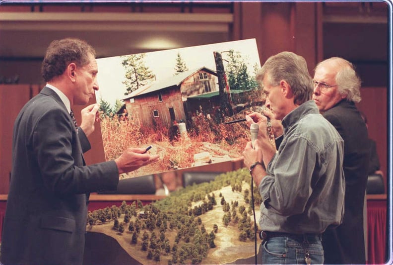 WASHINGTON, DC - SEPTEMBER 6:  Randy Weaver (C) shows a model of his Ruby Ridge, Idaho cabin to US Senator Arlen Specter, R-PA ,(L), 06 September on Capitol Hill during Senate hearings investigating the events surrounding the 1992 standoff with federal ag