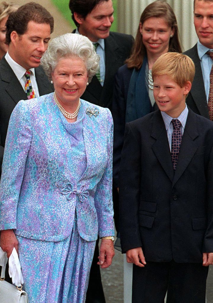 Queen Elizabeth II has officially given her consent for Prince Harry to tie the knot with Meghan Markle in May. In her statement, she referred to the royal as her "most dearly beloved grandson," and we couldn't help but reminisce about all the sweet moments they've shared together. From being front and center at the Trooping the Colour parade to sharing inside jokes at royal engagements, it's clear that Harry and his grandmother have a bond unlike any other. 
In fact, when Harry lost his mother Princess Diana in 1997, Elizabeth protected him and Prince William from the press by "deliberately removing the newspapers" so they "didn't know what was going on."
When Harry was asked to describe their dynamic in an interview two years ago, he said he still views her "more as the queen" than his grandmother. "You have this huge amount of respect for your boss and I always view her as my boss, but occasionally as a grandmother." Take a look at some of their best moments together.