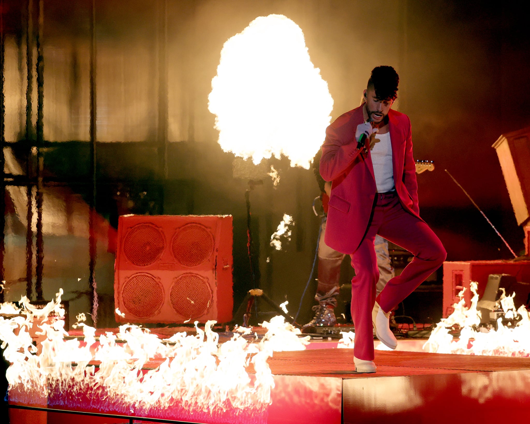 LAS VEGAS, NEVADA - NOVEMBER 18: Bad Bunny performs onstage during The 22nd Annual Latin GRAMMY Awards at MGM Grand Garden Arena on November 18, 2021 in Las Vegas, Nevada. (Photo by Ethan Miller/Getty Images)