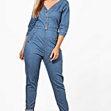 Boohoo Front Denim Jumpsuit