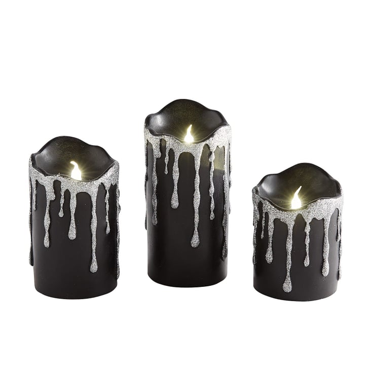Black and Silver LED Pillar Candles Set of Three Best Pier 1