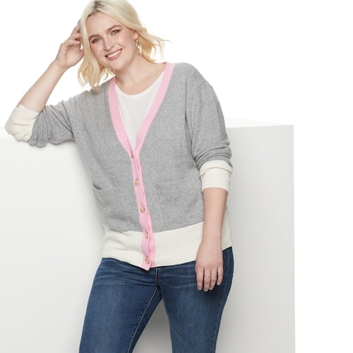 colorblock cardigan sweater