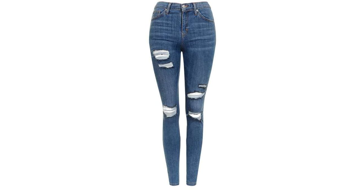 Topshop 'Jamie' Moto Blue Super Rip Jeans ($80) | The Ultimate Fall's Hottest Denim Trends | Fashion Photo 57