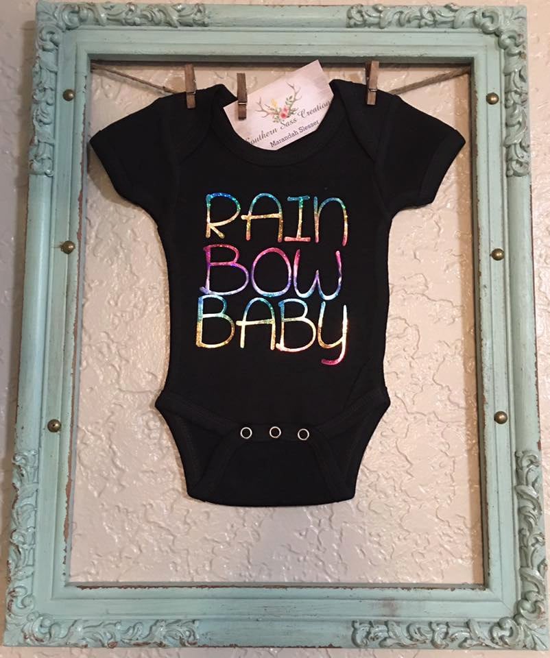 Black Rainbow Baby Onesie