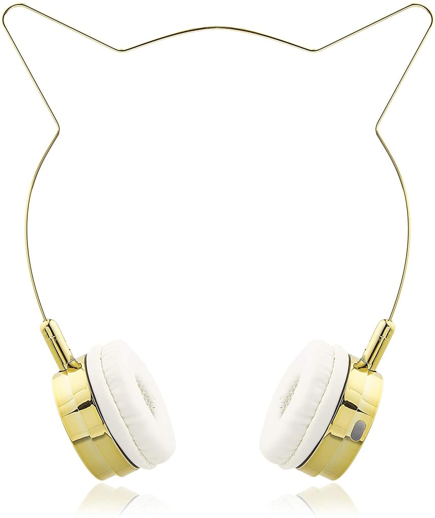 Lux Accessories Gold Cat Ears Wireless Headphones