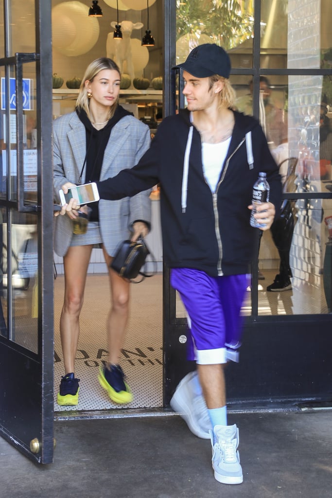 Hailey Baldwin Yellow and Black Sneakers Adidas x Raf Simons