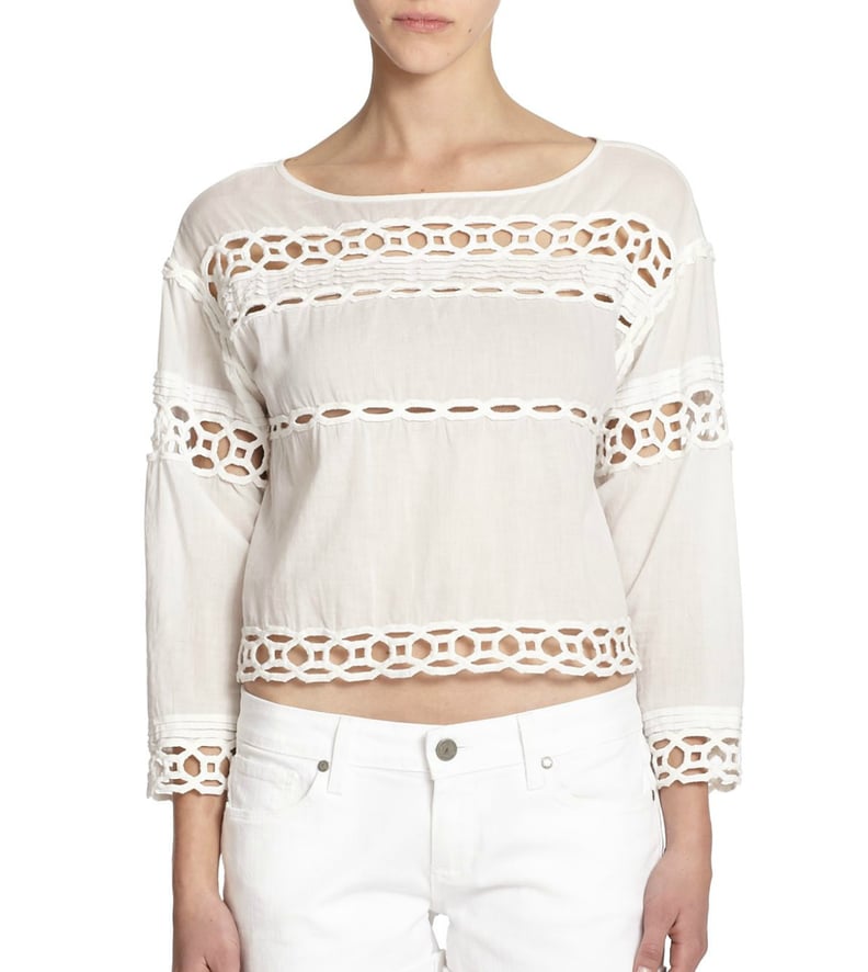 Pam and Gela Cotton Voile Lace Cropped Top