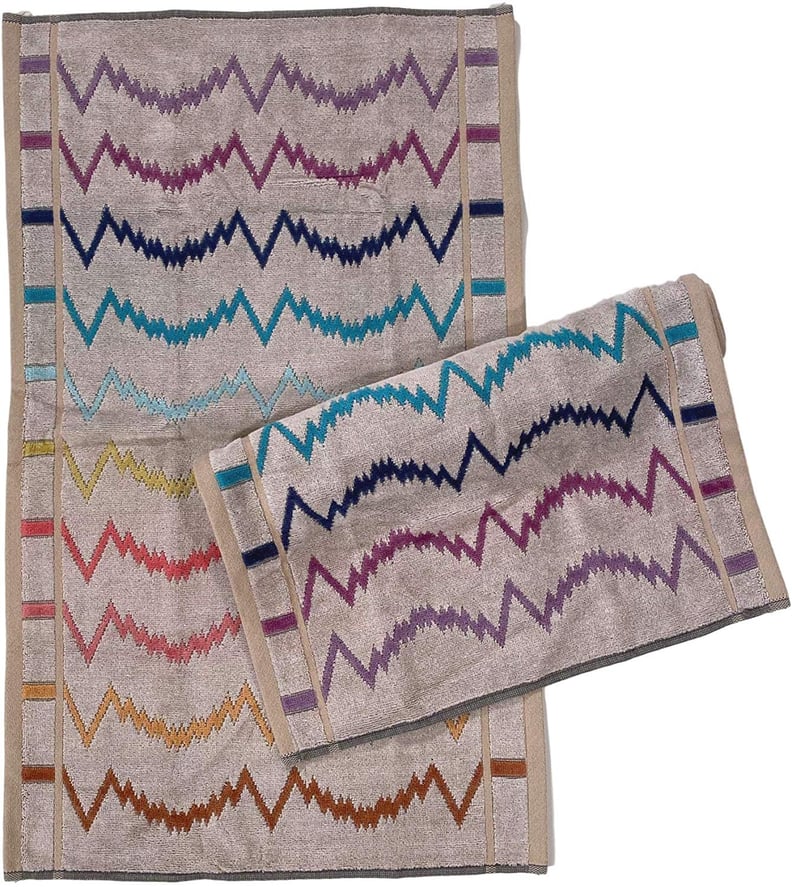 Missoni Home Vera Set of 2 Beige Multi Electrocardiogram Stripe French Terry Hand Towels