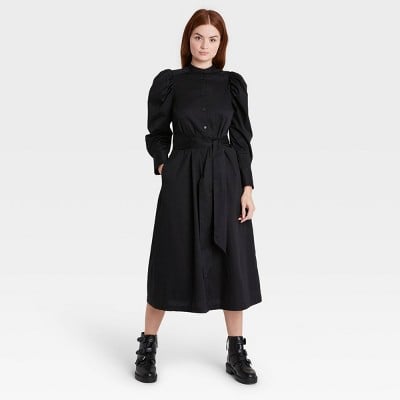 Women's Puff Long Sleeve Shirtdress