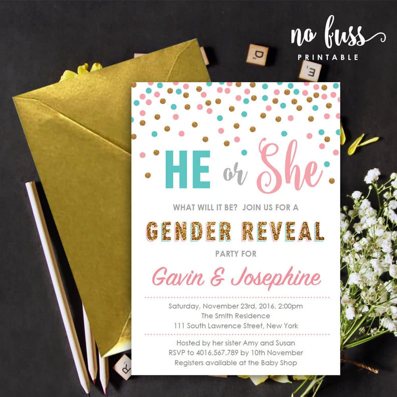 He or She Polka Dot Invite