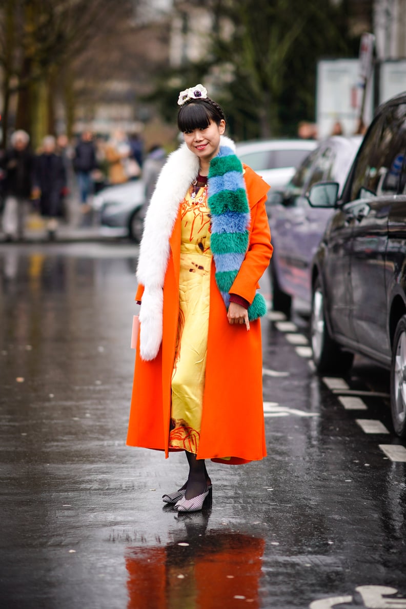 Go Bright in an Orange Coat and Fuzzy Scarf