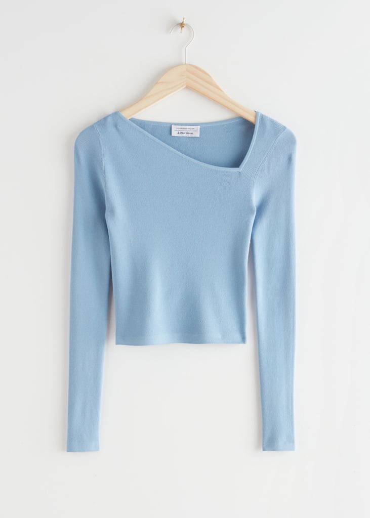 Fitted Cropped Asymmetric Sweater