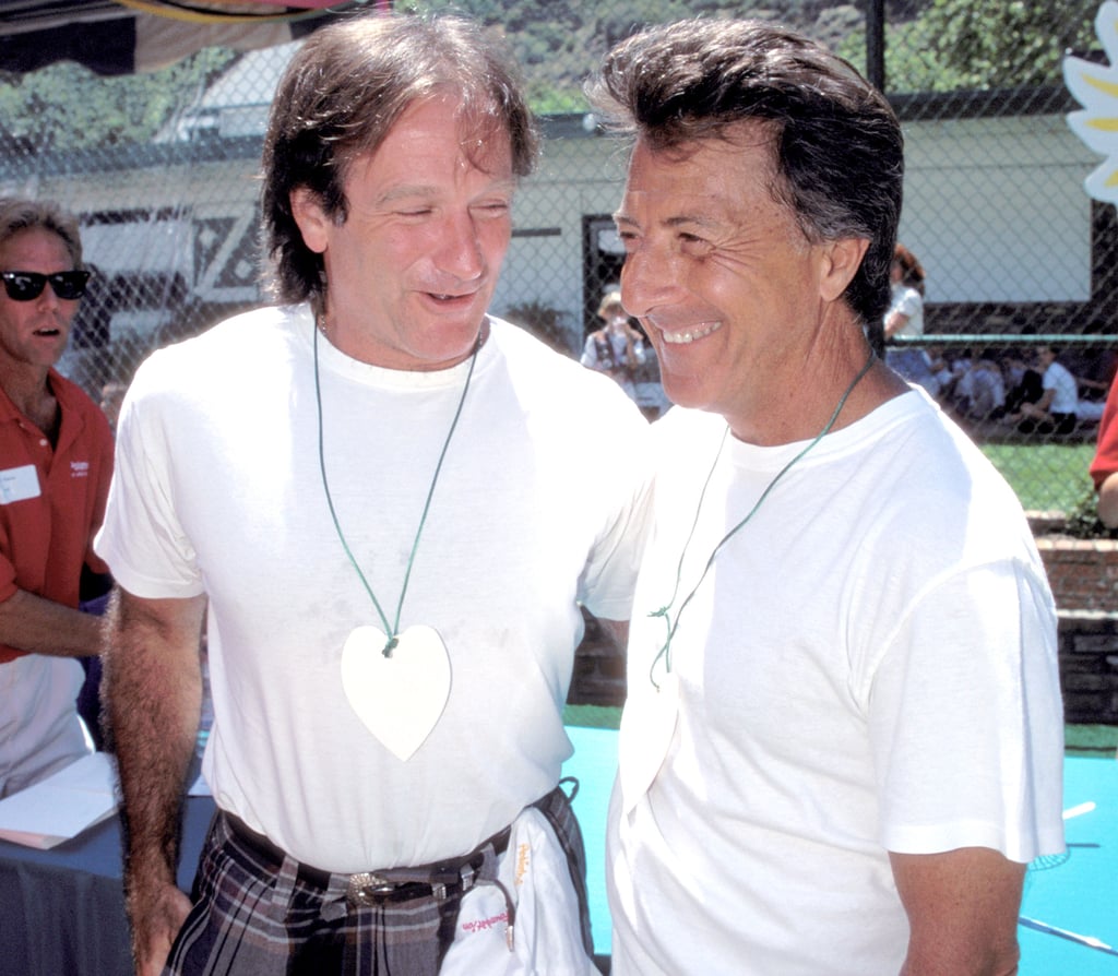 Robin and his Hook costar Dustin Hoffman shared a laugh at the Pediatric Aids Picnic in LA in June 1995.