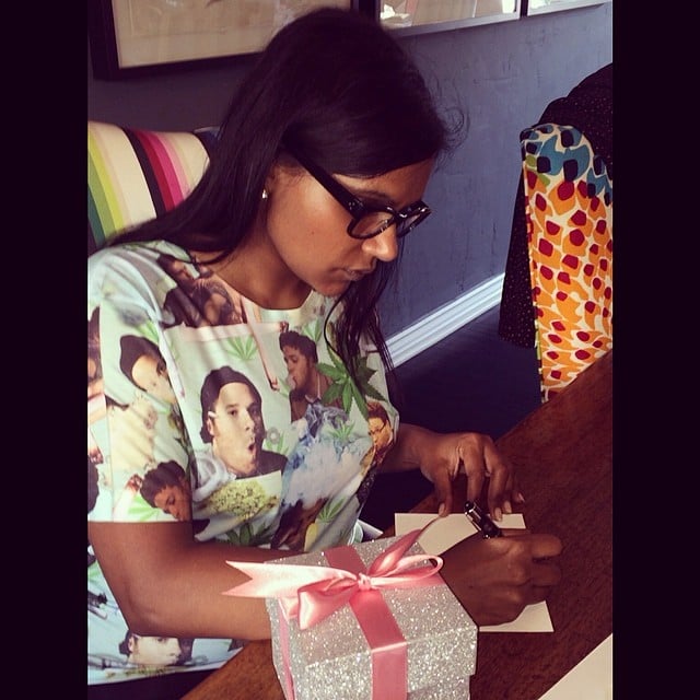 Strangely enough, Mindy Kaling also has a Seth Rogen shirt.
Source: Instagram user mindykaling