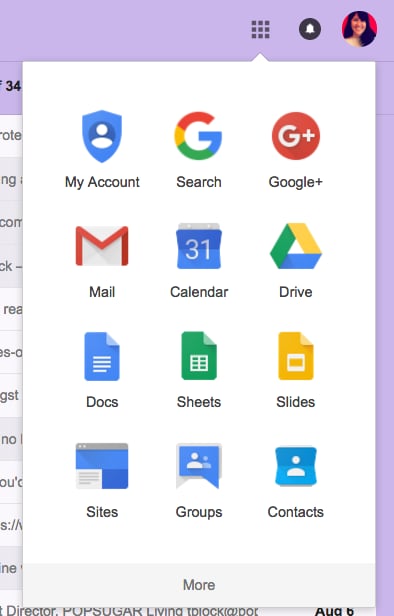 Head to your Gmail and click on the square of dots.