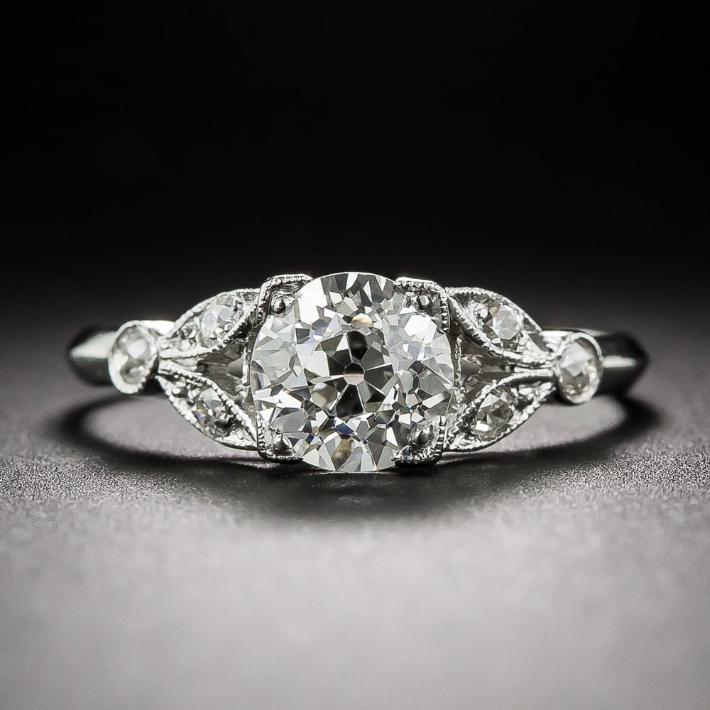 1.10 Carat GIA: H-SI1 Art Deco Diamond Engagement Ring