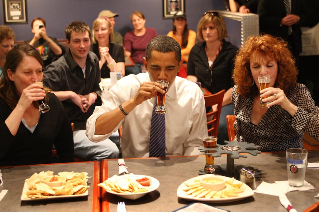 Then-Senator Obama sipped some beer during a 2008 campaign stop to a brewery.