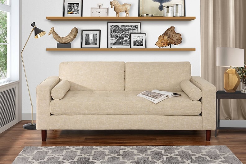 Modern Fabric Sofa With Tufted Linen Fabric