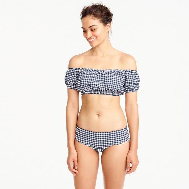 J.Crew Gingham Off-the-Shoulder Swim Top and Bikini Boy Short