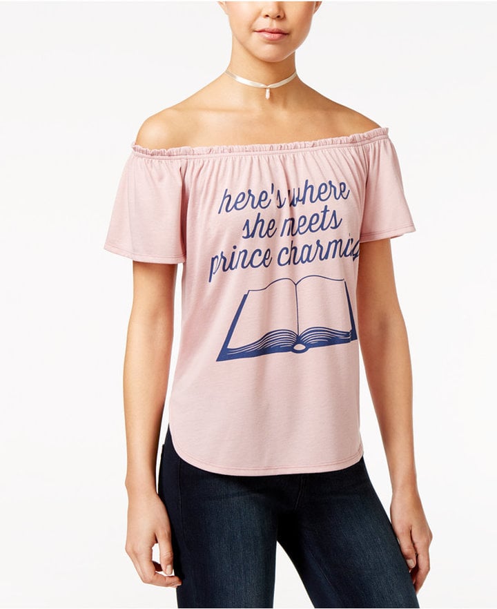 Off-the-Shoulder Graphic Shirt