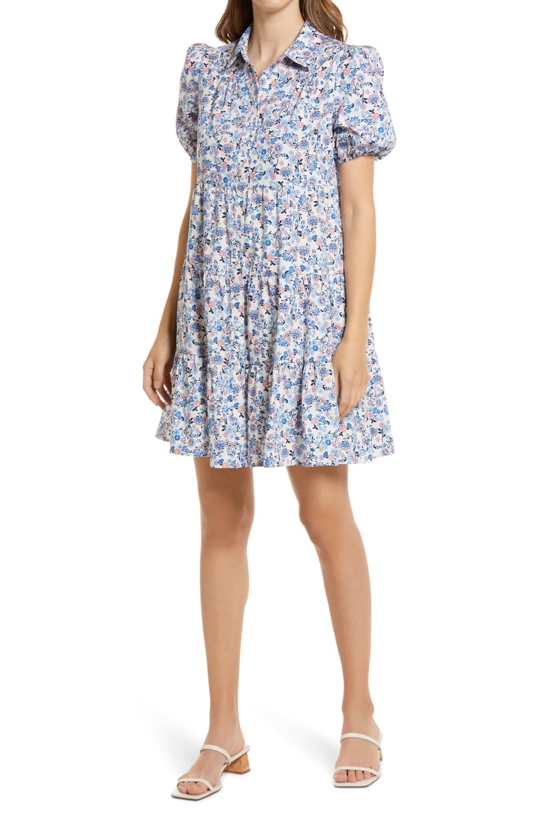 Eliza J Floral Puff Sleeve Shirtdress