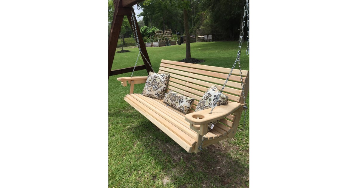 Custom Handmade Cypress Porch Swing With Cupholders Cool Outdoor