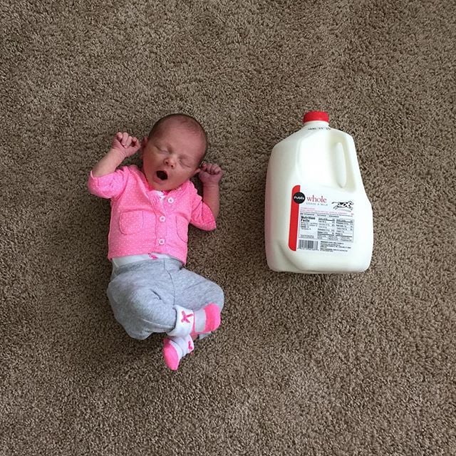 Baby vs. gallon of milk.